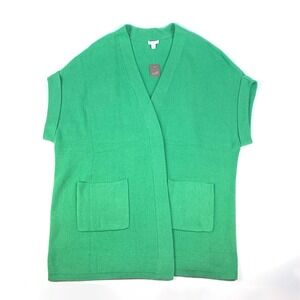 NWT J Jill Gilet Open Front Cardigan Womens Sz XL Jade Green Cap Sleeves Pockets